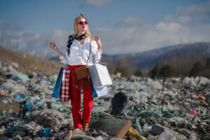 Shopper in clothing trash site– blog post featured image